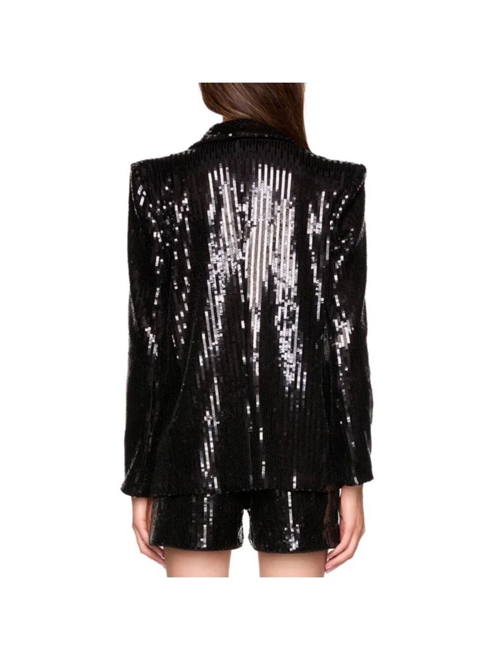NWT Susana Monaco Black Sequin Blazer Front Snap Size Small - Picture 9 of 13